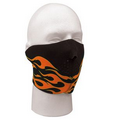 Reversible Orange Flames/Black Neoprene Half Face Mask